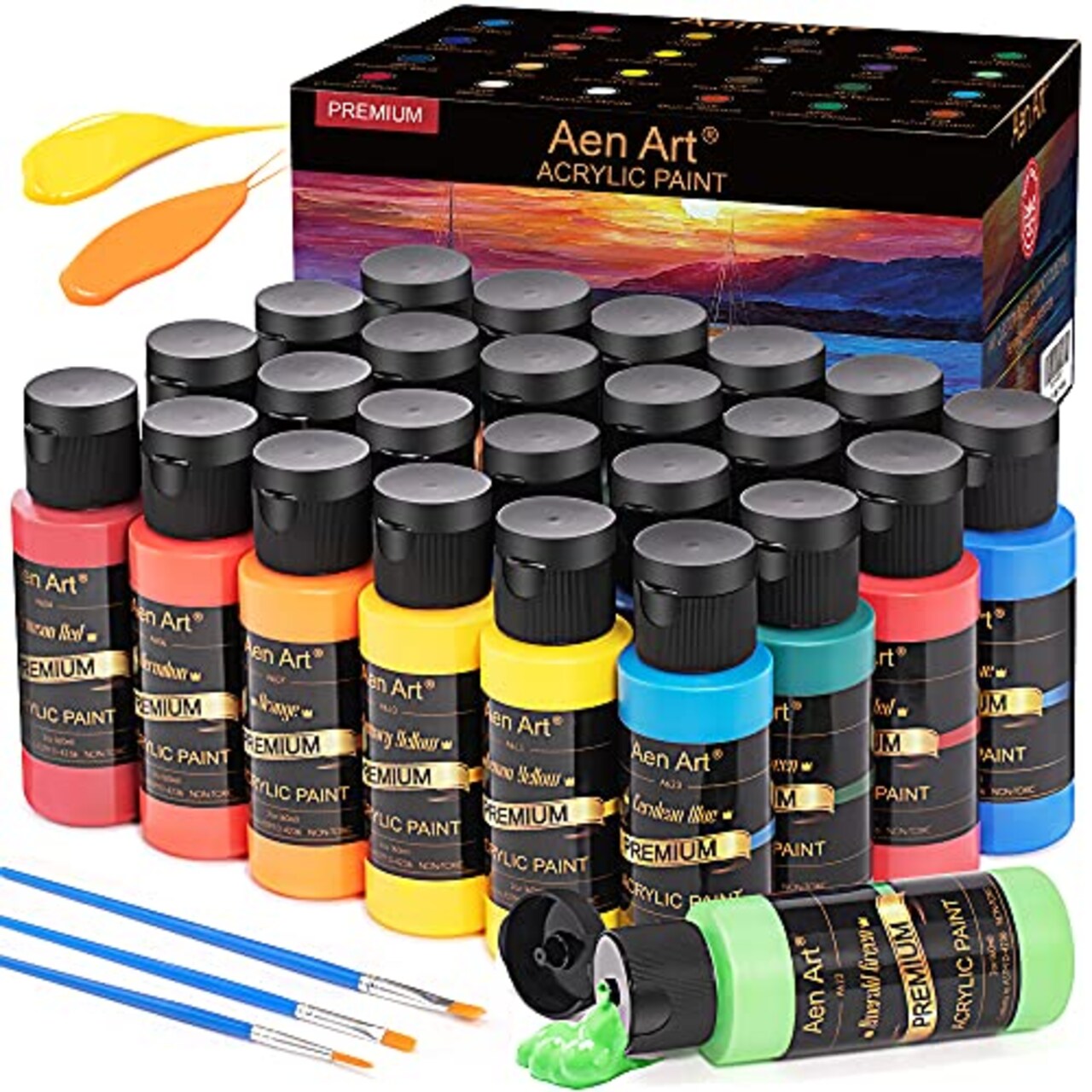 Aen Art Acrylic Paint, Set of 24 Colors Craft Paint Supplies for Canvas,  Painting, Wood, Ceramic